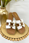 White Buckle Slide Sandal