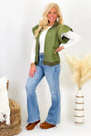 JY80702SA Olive Ruffle Textured Jacket Vest