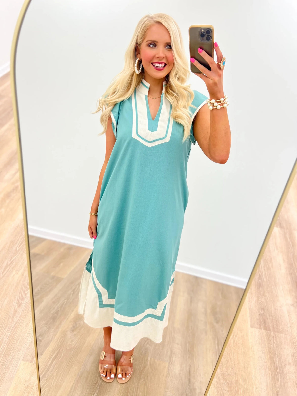 Unlined linen midi dress with a relaxed drape