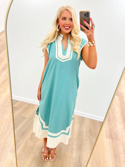 Unlined linen midi dress with a relaxed drape