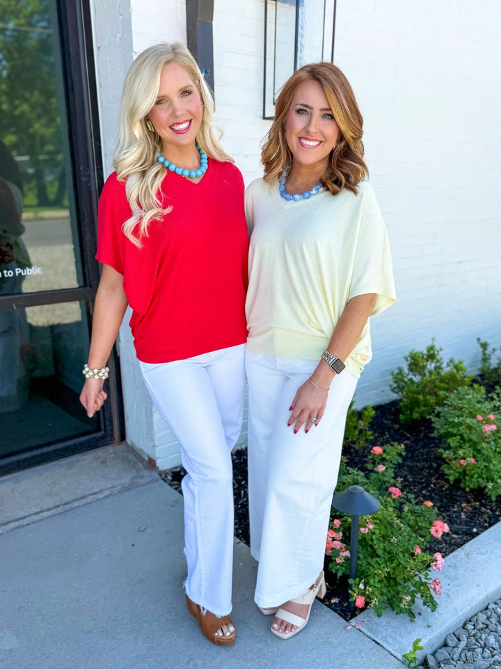 V Neck Loose Dolman Top - Lavish BoutiqueTops
