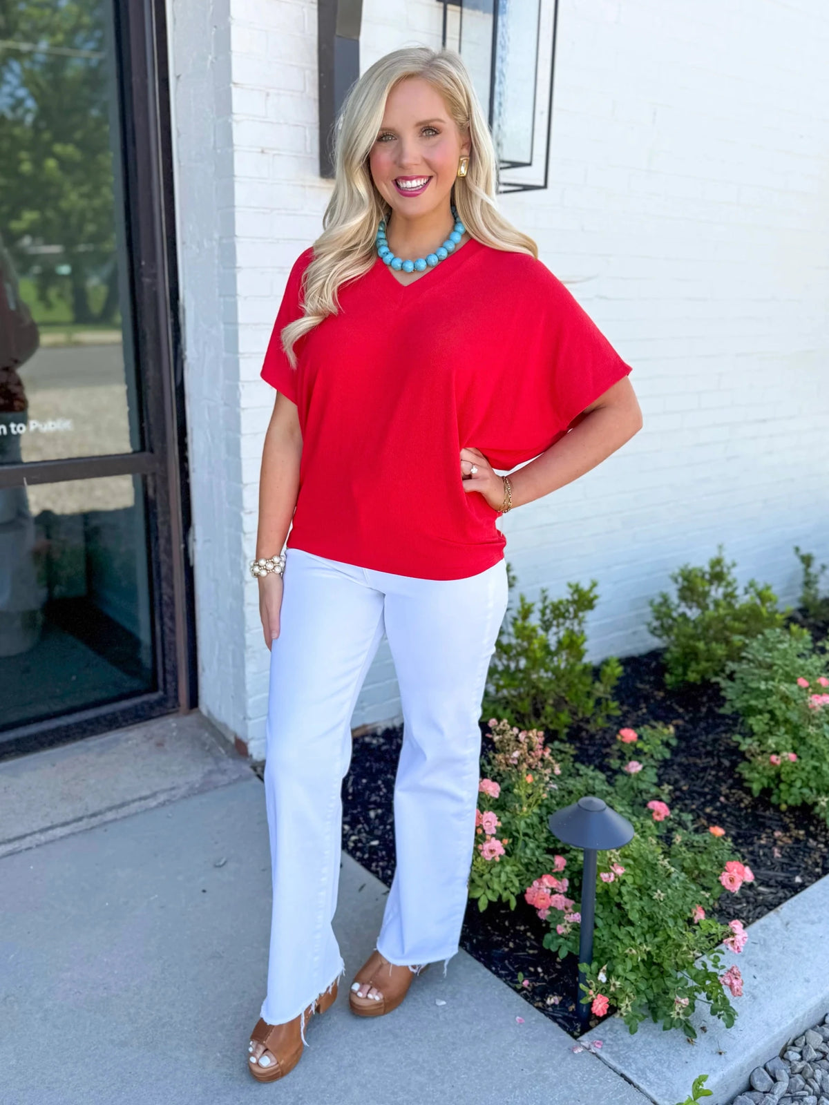 V Neck Loose Dolman Top - Lavish BoutiqueTops