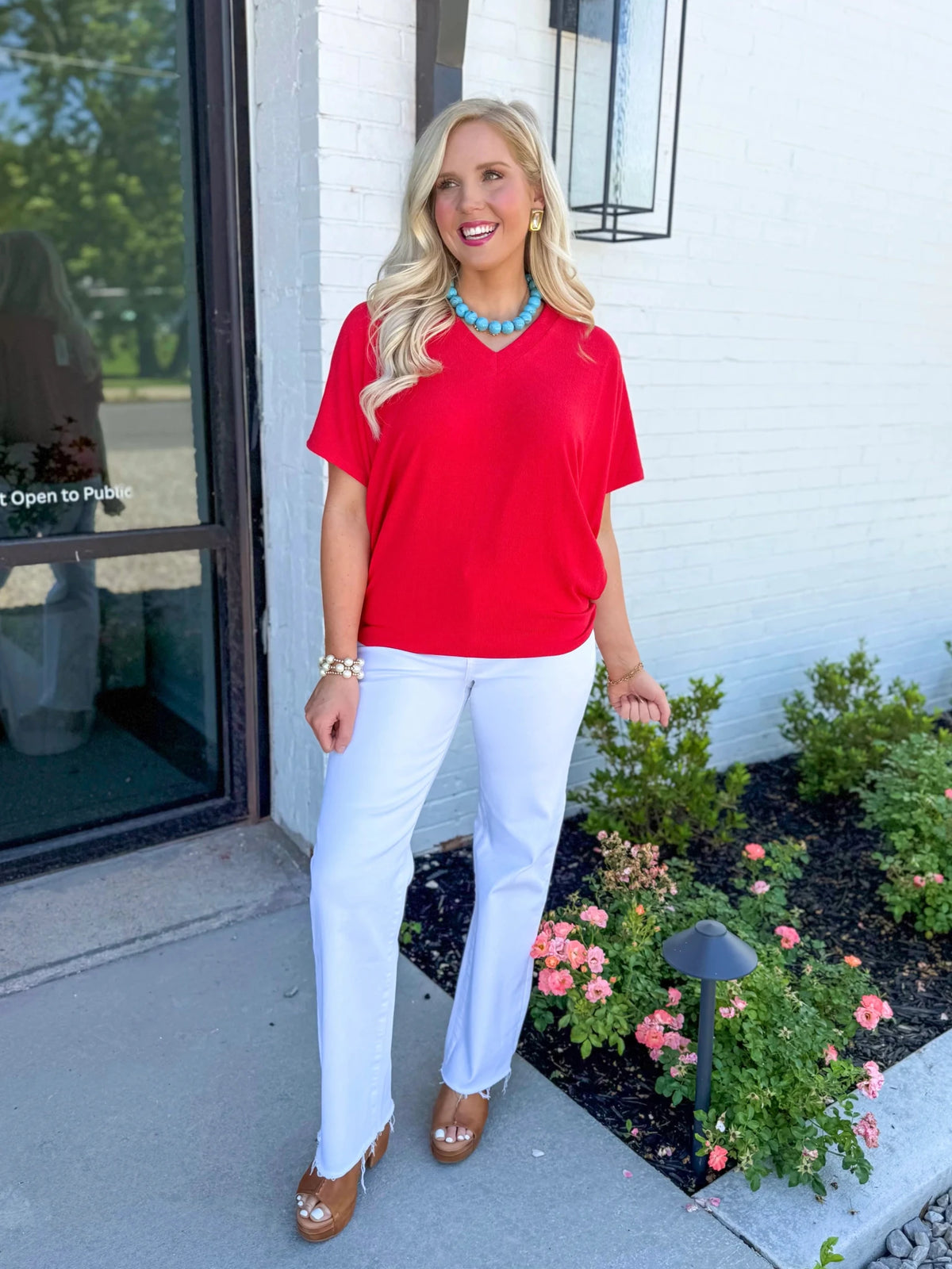 V Neck Loose Dolman Top - Lavish BoutiqueTops