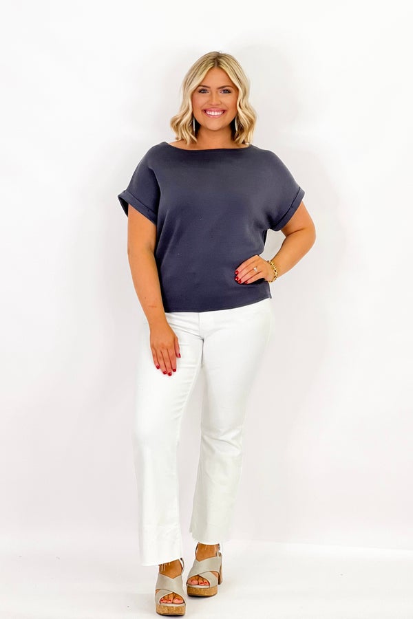 Graphite Cuff Sleeve Top