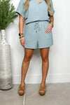 Dusty Teal Tie Shorts