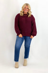 Burgundy Chunky Yarn Sweater