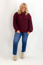 Burgundy Chunky Yarn Sweater