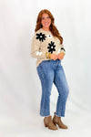 Oatmeal Floral Print Long Sleeve Sweater