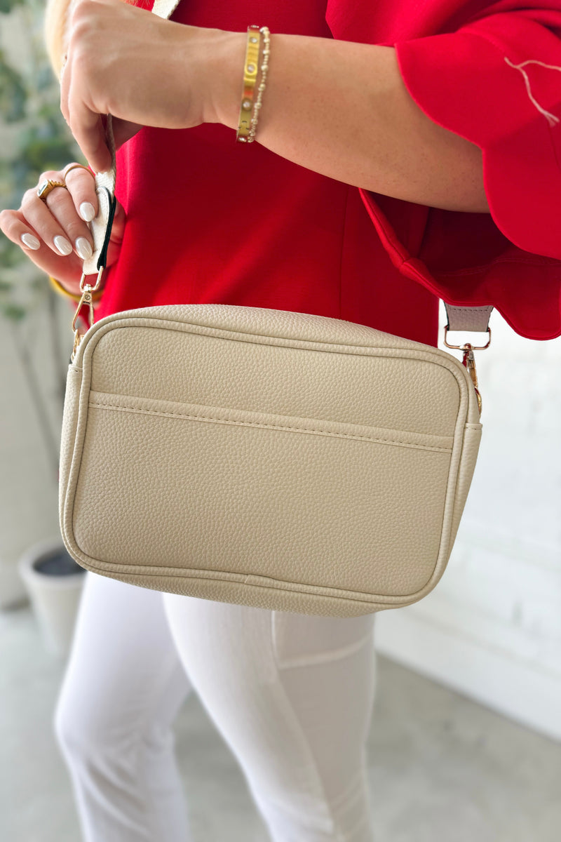 Ivory Solid Rectangle Crossbody Bag