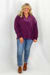 Plum Crossover Collared Long Sleeve Top