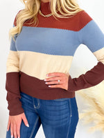 Chestnut Multi Color Block Mock Neck Sweater