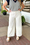 Ivory Stitch Detail Wide Leg Pants