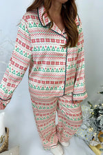 Cream Christmas Tree Print Pajama Set