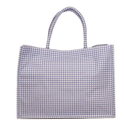 White and Blue Gingham Classic Tote - Lavish Boutique Accessories