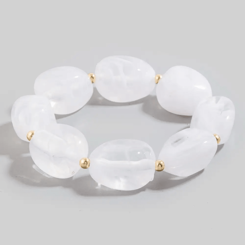 White chunky marble bead bracelet
