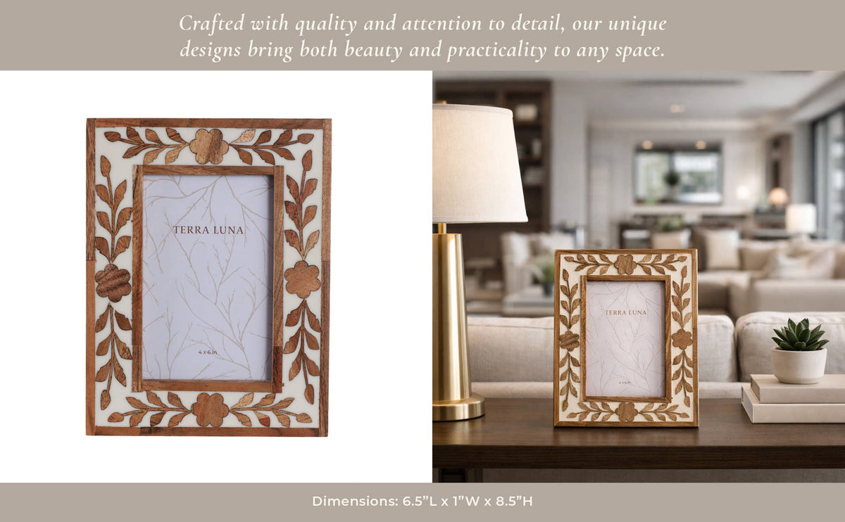 White/Brown Wooden Petals Photo Frame - Lavish Boutique11-GIFTS