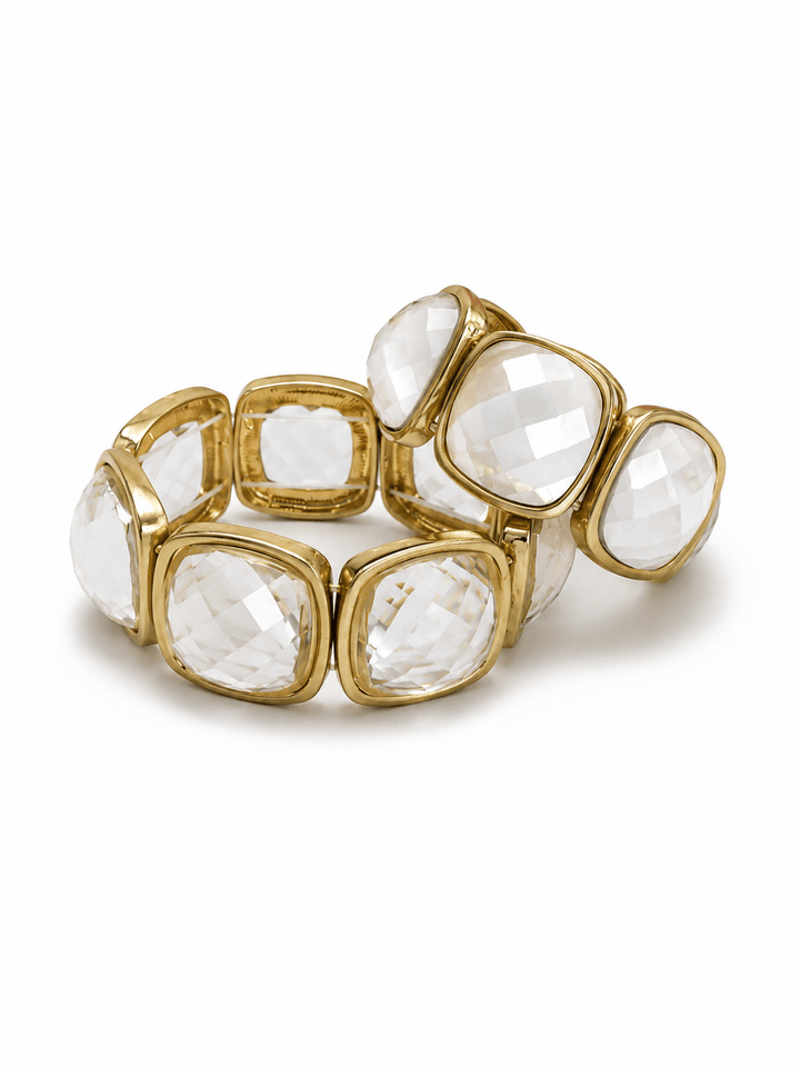 Wide bracelet set with faceted stones