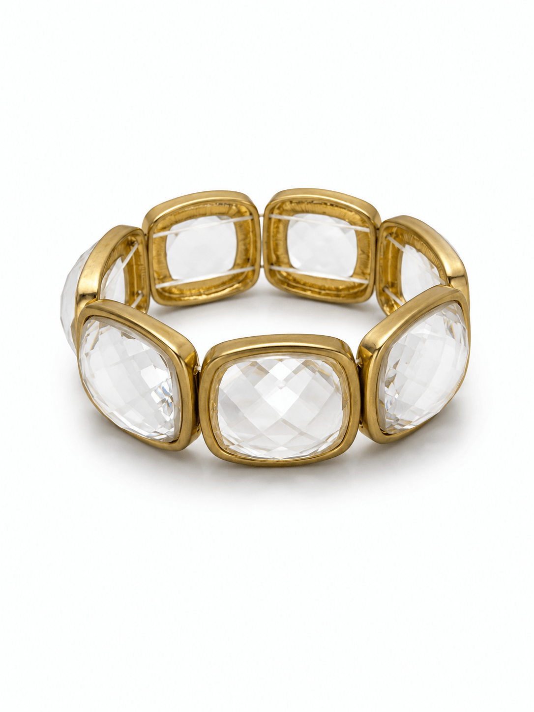 Statement bracelet lined with faceted stones