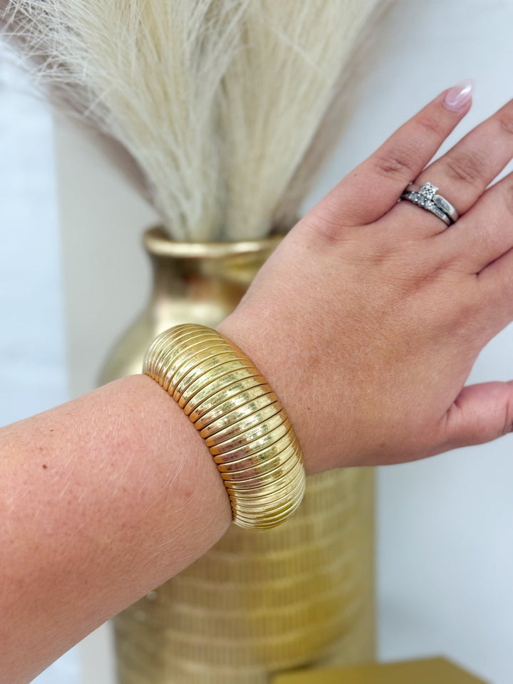 Wide Metal Bracelet - Lavish Boutique09-JEWELRY