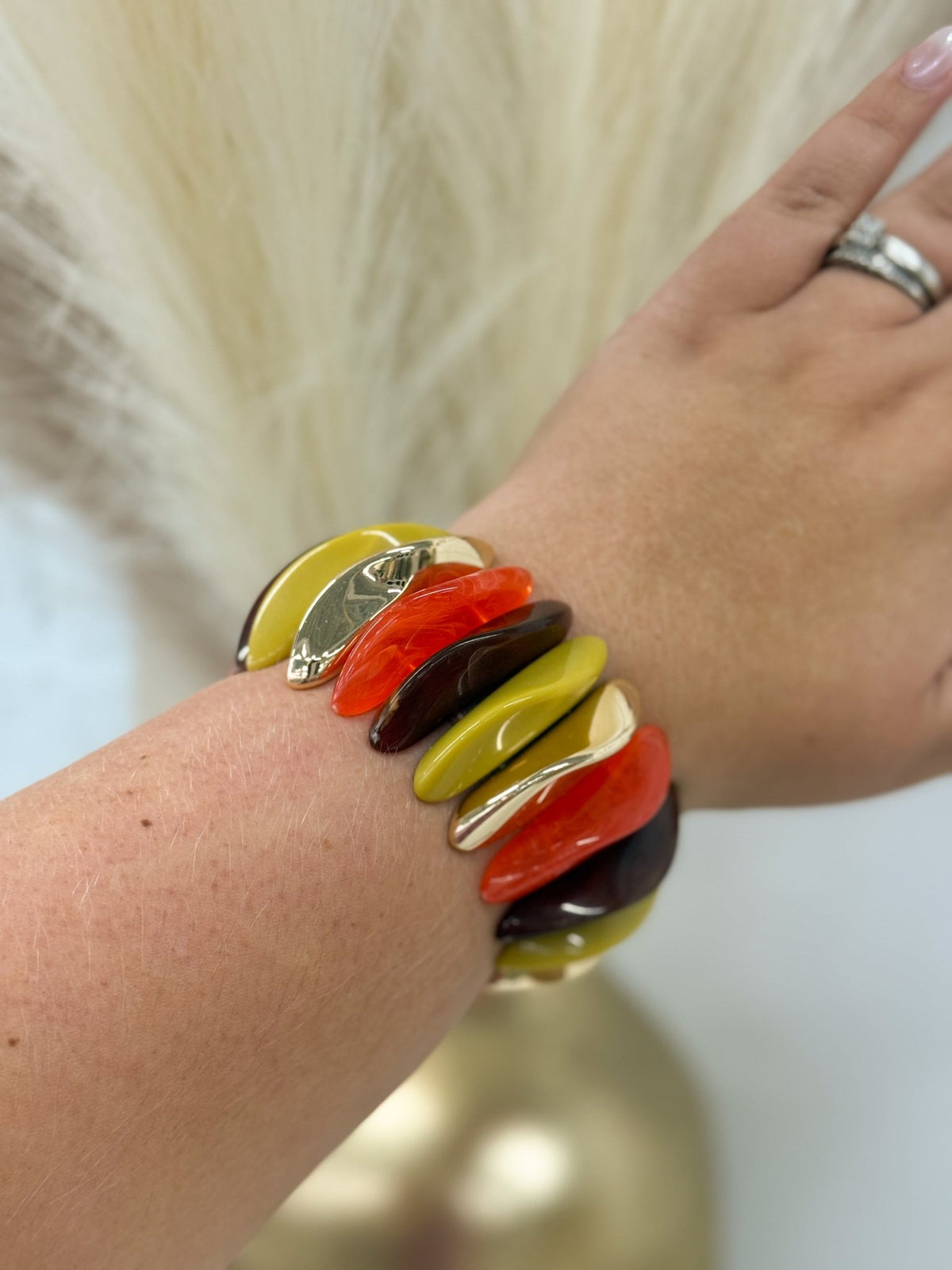 Broad cuff bracelet in an irregular organic shape