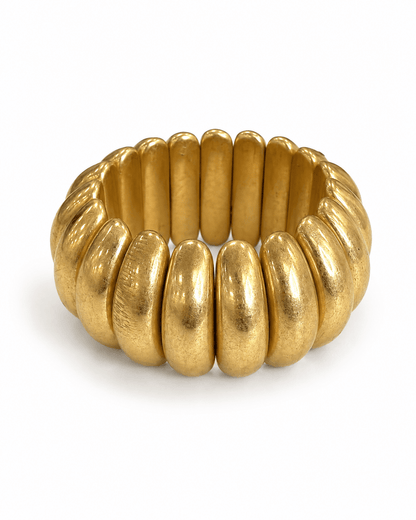 Vintage gold wide stretch metal bracelet