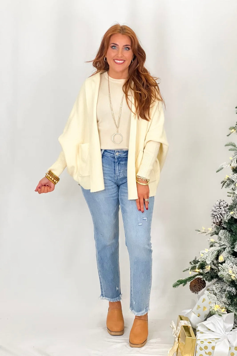 Cream Dolman Sleeve Soft Touch Cardigan