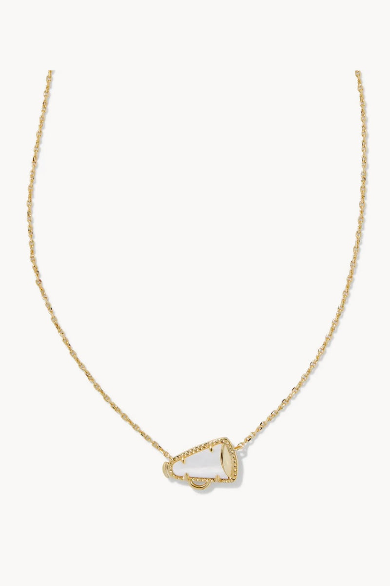Kendra Scott Gold White Mother of Pearl Cheer Pendant Necklace