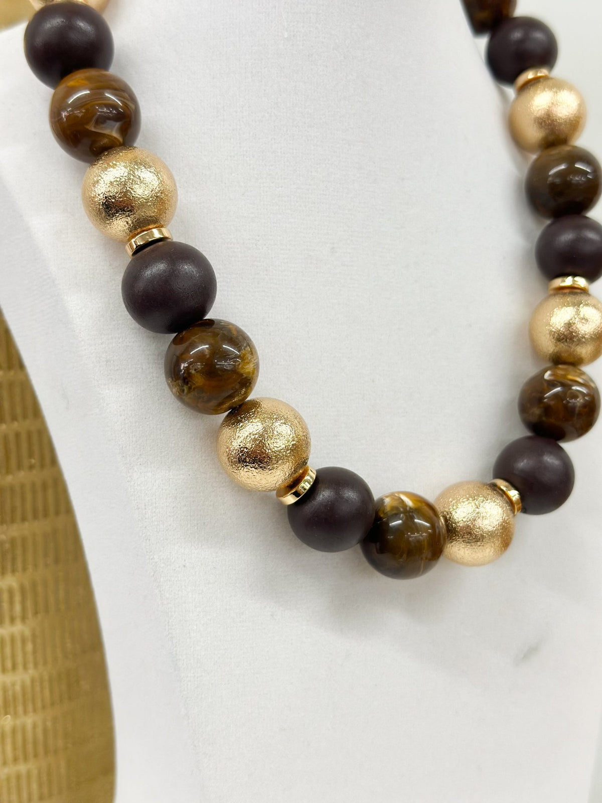 Wood Acrylic Ball Beaded Necklace - Lavish Boutique09-JEWELRY