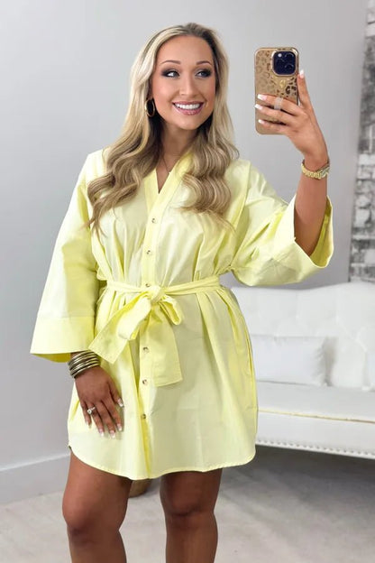 Oversized shirt dress that layers easily over a tee