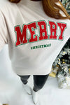 Ivory Merry Christmas Graphic Sweatshirt