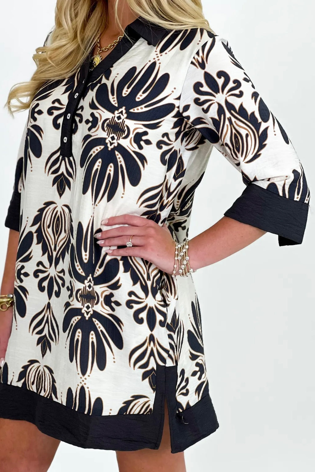 Wild For Me Ruched Side V-Bust Dress Printed Brown Multi