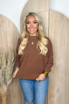 Caramel Mini Waffle Texture Dolman Top