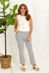 Black/White Striped Ankle Pant