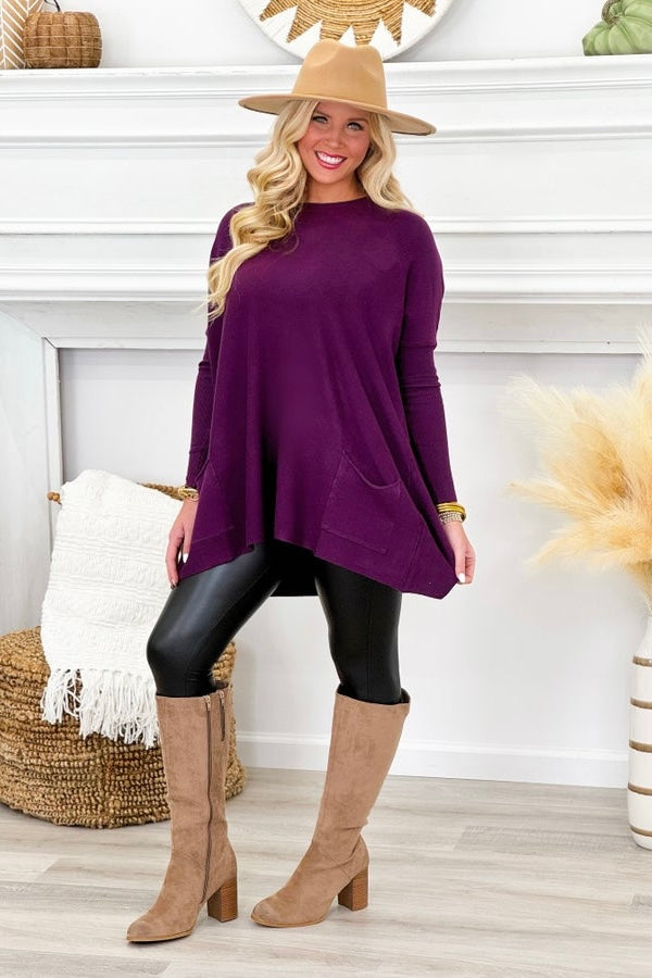 Plum Two Pocket Sweater