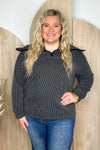 Black Ribbed Collared Half Zip Pullover