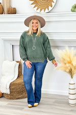 Olive Mineral Wash Seam Sweatshirt