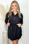 Black Long Sleeve Hoodie Romper