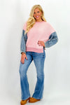 Blush Colorblock Denim Detail Sweater