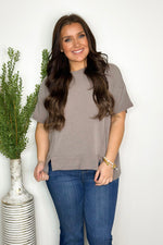 Brown Short Sleeve Relaxed Fit Top