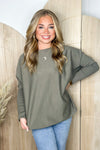 Olive Long Sleeve Boatneck Sweater Top