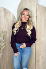 Bordeaux Soft Mock Neck Sweater