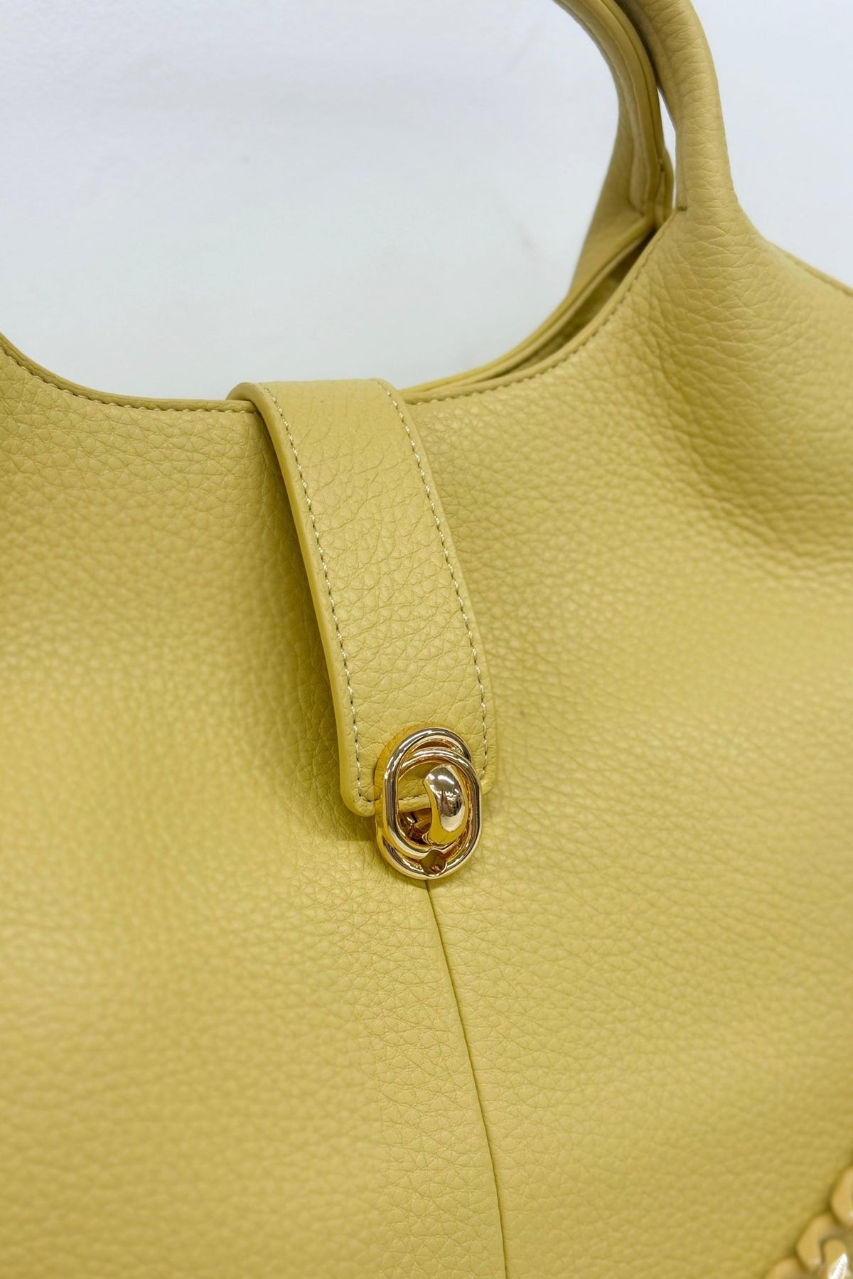 Yellow chain detail tote with a roomy body
