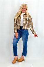 Brown Plaid Button Up Shacket