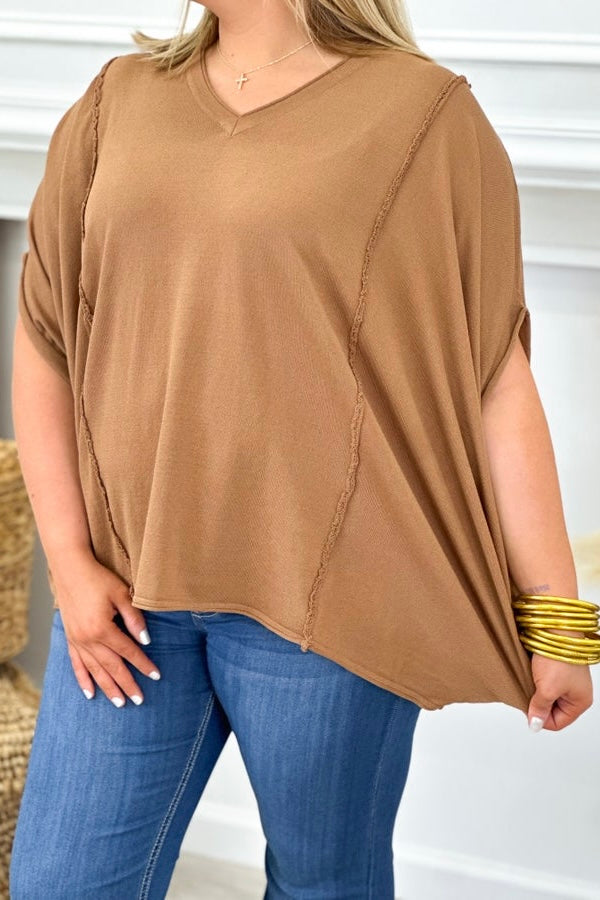 Mocha V-Neck Dolman Top