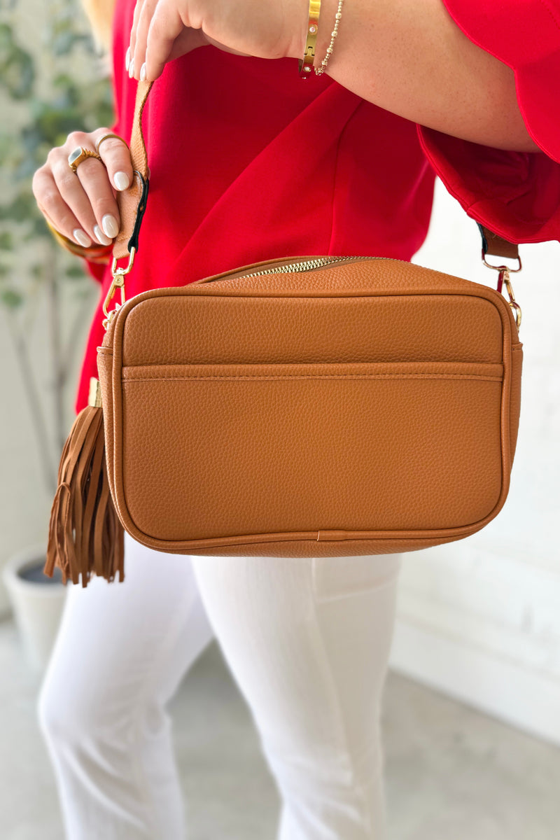 Brown Solid Rectangle Crossbody Bag