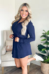 Navy Long Sleeve Hoodie Romper