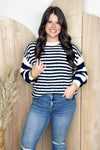 Navy Soft Knit Striped Long Sleeve Sweater