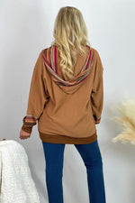 Camel Long Sleeve Multi Color Crochet Top