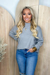 Heather Grey Mock Neck Long Sleeve Sweater Top