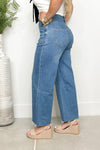 Denim Cropped Straight Leg Jeans